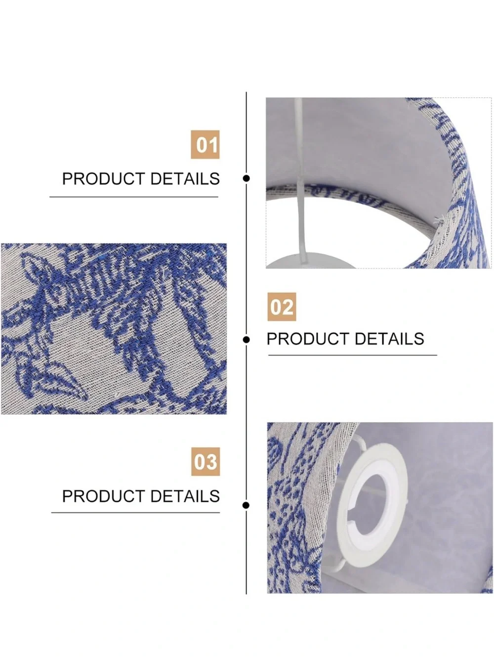 Blue Patterned Fabric Drum Lampshade - Home Accents